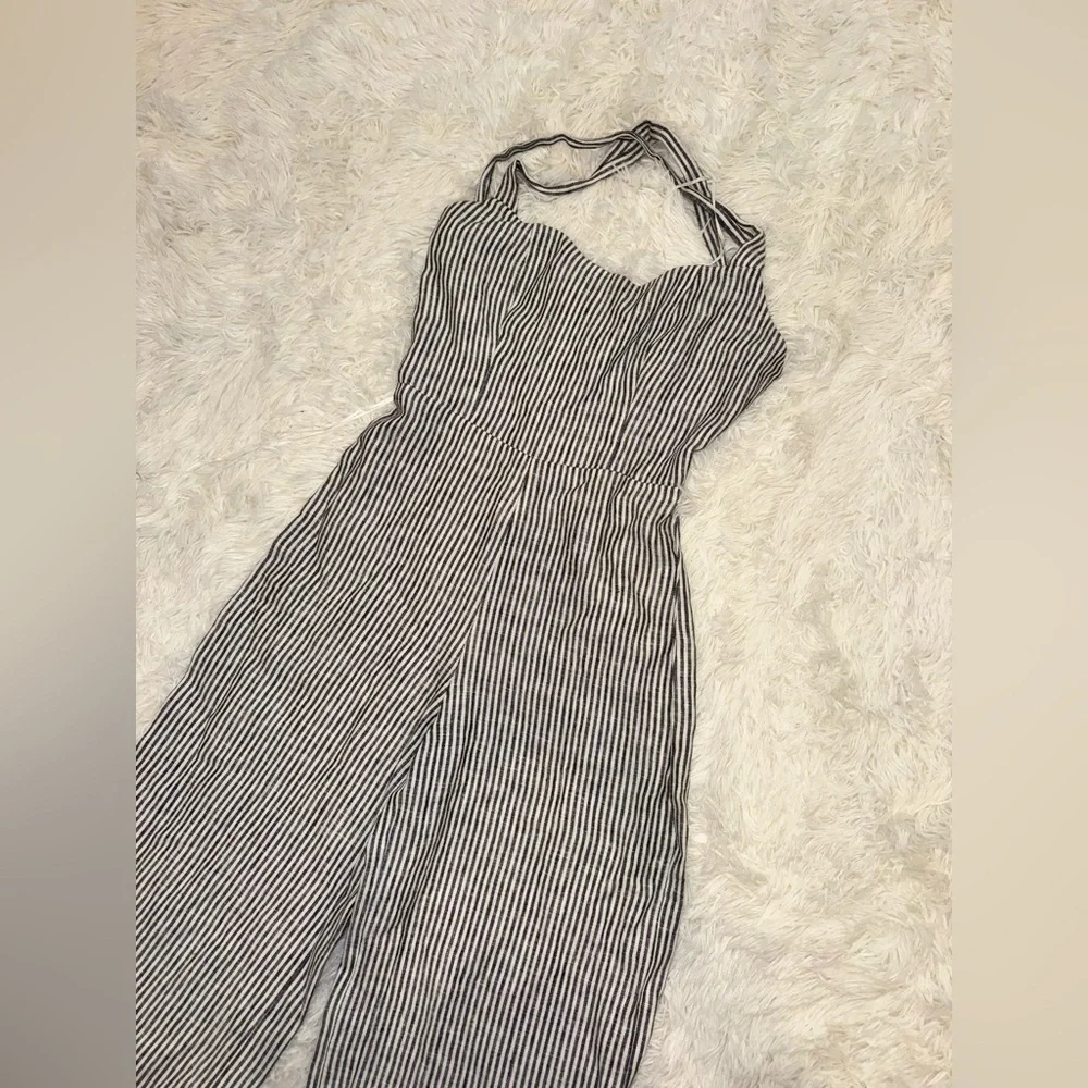 NEW Reformation Autumn Linen Jumpsuit Vineyard Stripes Size 2